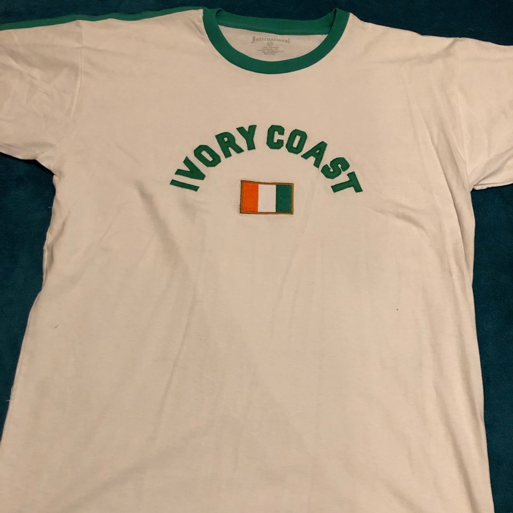 White with Green trim Mens T-shirt